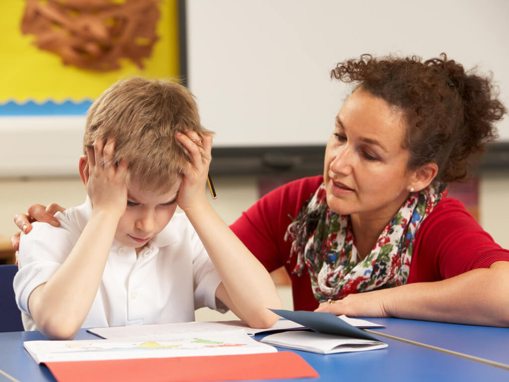 boy with math anxiety in classroom